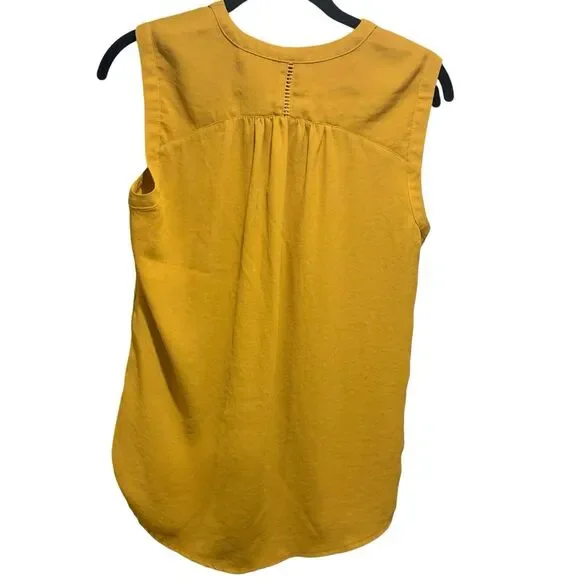 Maeve Womens Mustard Yellow Embroidered Lace Up Tank Top 6 Boho Cottagecore - Picture 7 of 9
